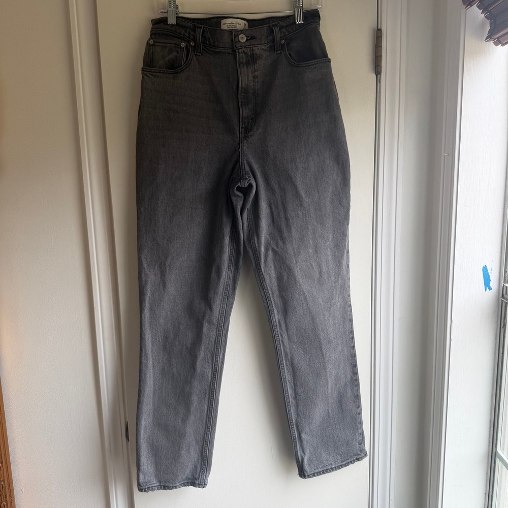 Abercrombie & Fitch Curve Love The 90s Straight Ultra High Rise Jeans Grey 29 8R